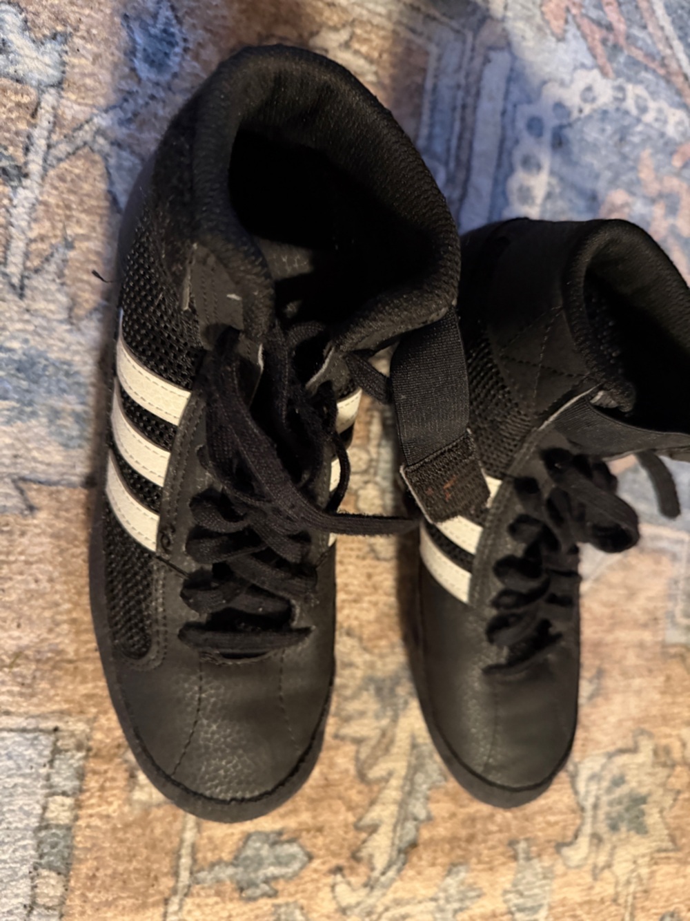 adidas Kids Black Sneakers with White Three Stripes